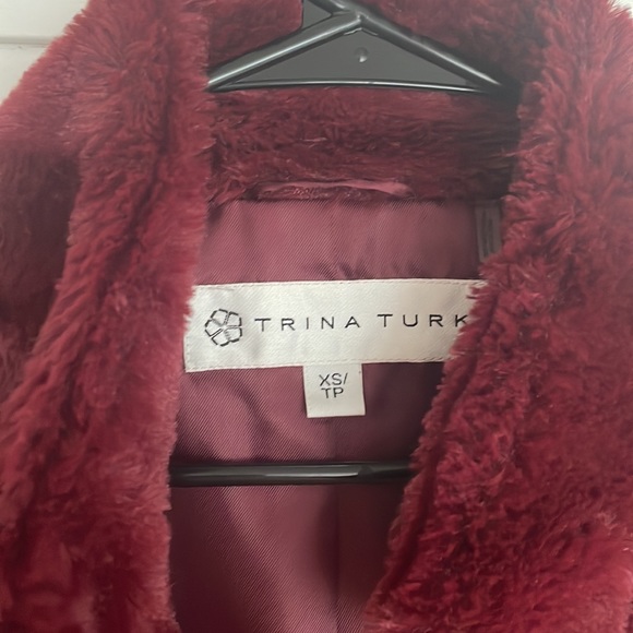 [Trina Turk] faux fur two-tone color block jacket - Picture 3 of 5